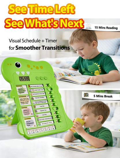 Dinosaur Visual Timer for Kids with Digital Timer & Schedule Board