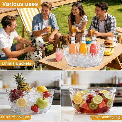 7.5L Ice Buckets for Parties 2 Pcs, Upgraded Thickened Acrylic Ice Bucket Set with 2 Scoops,Large Clear Beverage Tub, Champagne Bucket and Drink Bucket for Wine,Beer,Cocktails and Mimosa Bar Supplies
