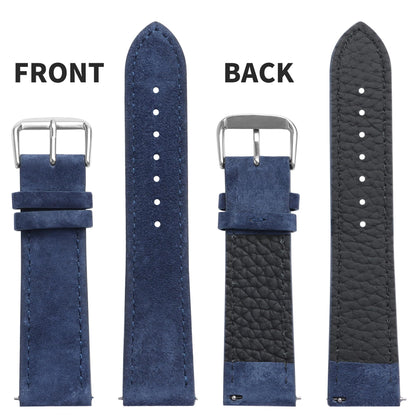 JUNGHELE Suede Leather watch bands for men and women, Quick Release leather watch strap with Silver Buckle watch leather strap, Blue 22mm watch band WBG0206