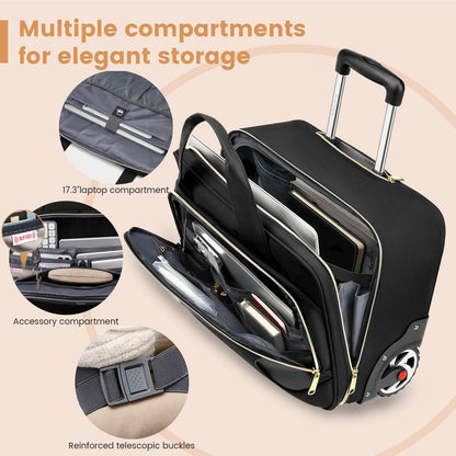 RUCYEN Rolling Laptop Bag, 15.6 inch Rolling Briefcase for Men & Women,Laptop Briefcase on Wheels, Overnight Bags Carry On Bag, for Business Travel