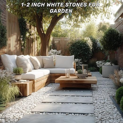 NUPICK 16lb White River Rocks for Outdoor Landscaping, 1-2 Inch Pebbles for Indoor Plants, Natural Polished Aquarium Gravel, Decorative Rocks for Succulent, Garden, Vases Fillers, Bird Baths