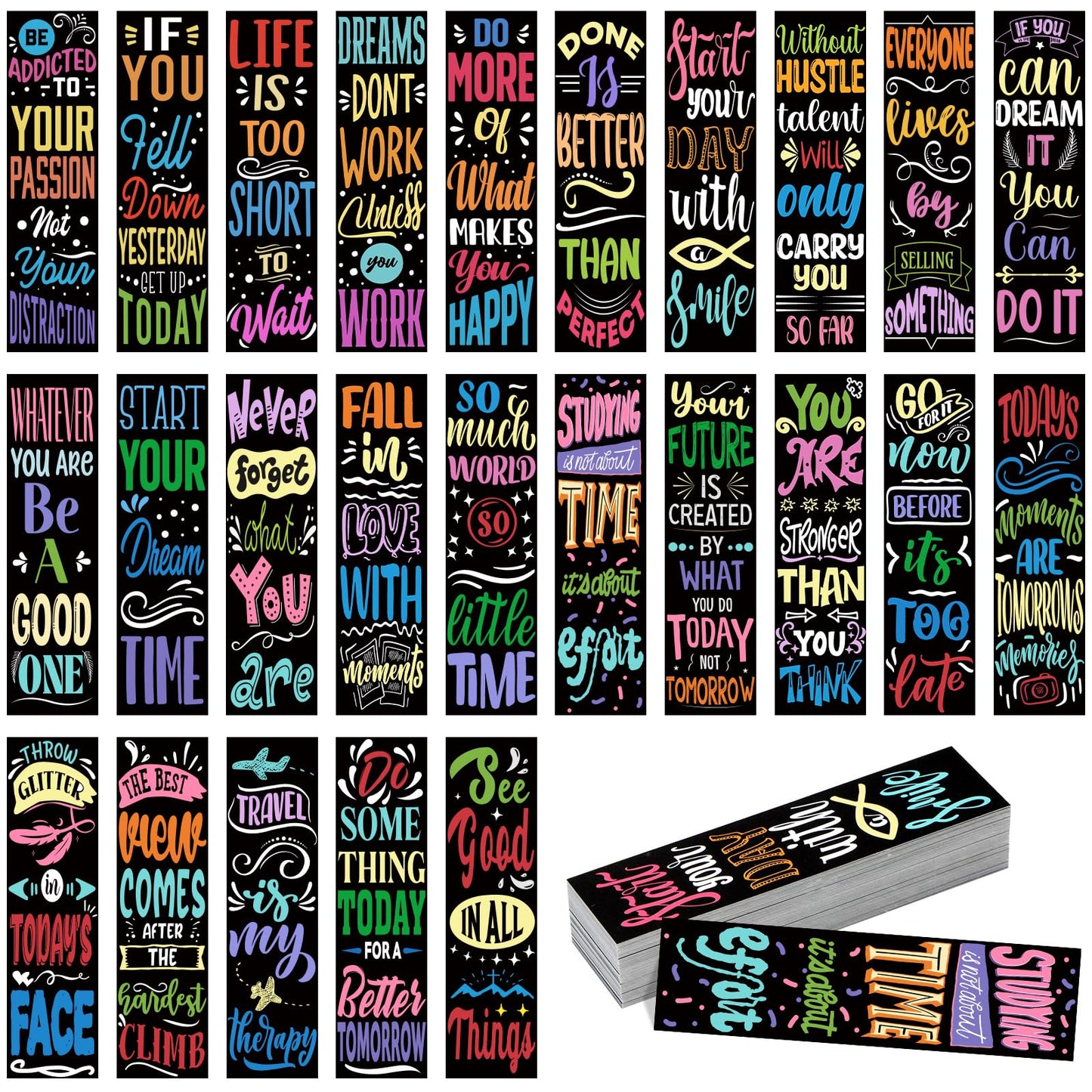 200Pcs Inspirational Bookmarks Motivational Quotes Bookmarks Bulk Double-Sided Printed Encouraging Book Markers Positive Page Markers for Students Teachers School Home Office Supplies
