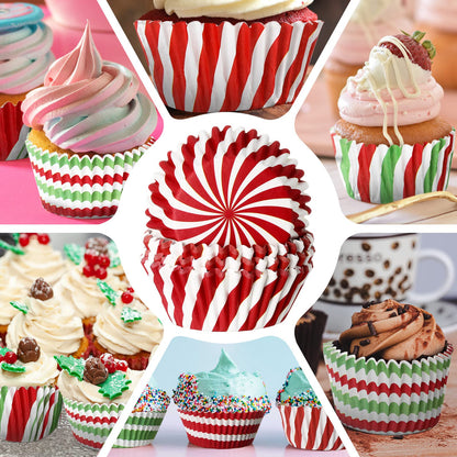 600 Pieces Christmas Cupcake Liners 6 Style Christmas Party Cupcake Holder Toppers Muffin Cups Wrappers Xmas Paper Baking Cups for Cake Candy Make Baking Supplies
