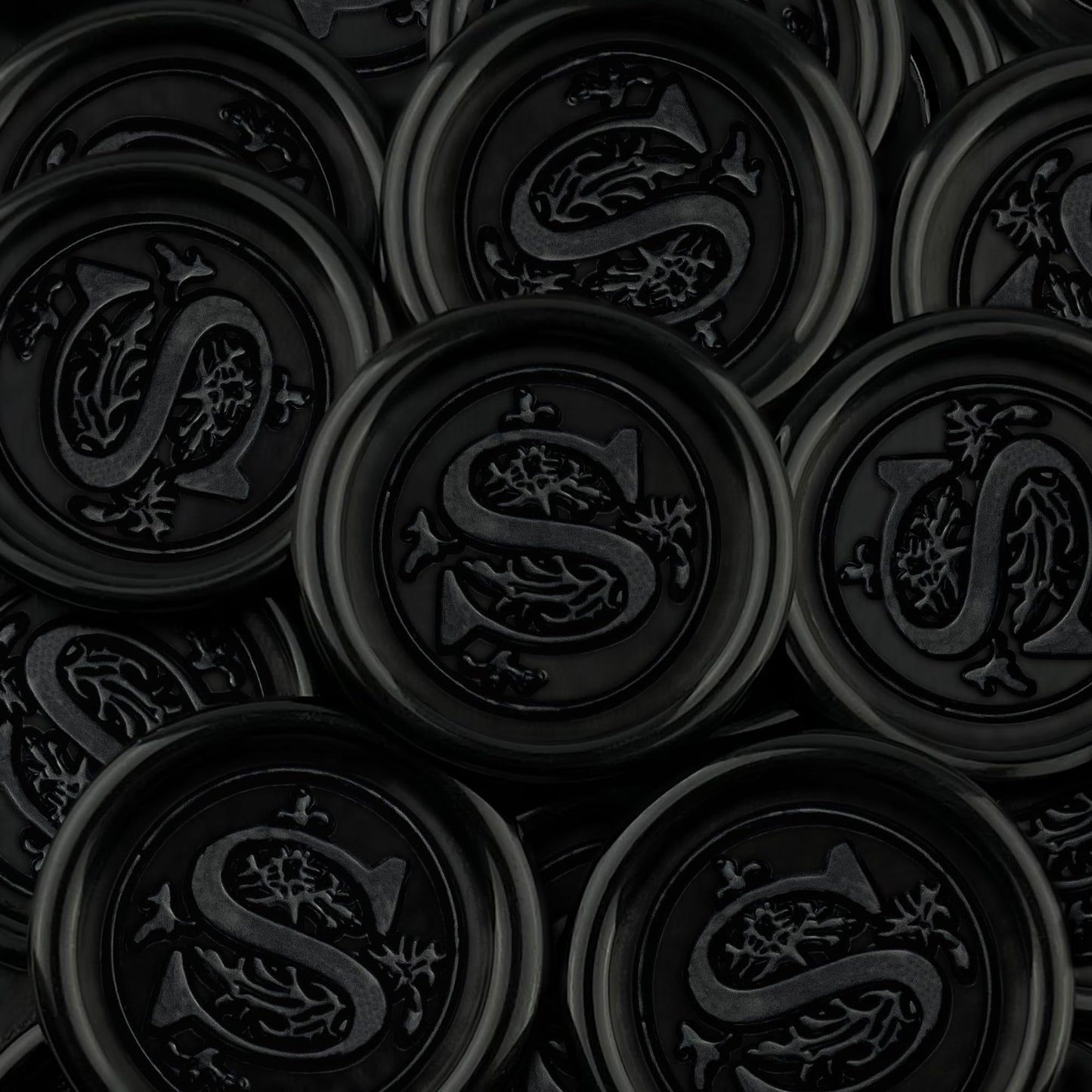 100Pcs Black Wax Seal Stickers Handmade Envelope Seals Self Adhesive Letter Wax Stickers for Wedding Party Invitations, Envelope, Gift Wrap, Christmas(Initial S, Black)