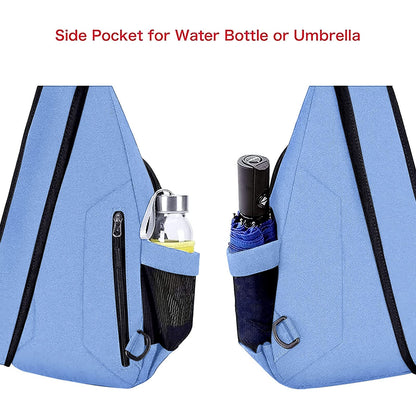 MOSISO Sling Backpack,Canvas Crossbody Hiking Daypack Bag with Anti-theft Pocket, Air Blue