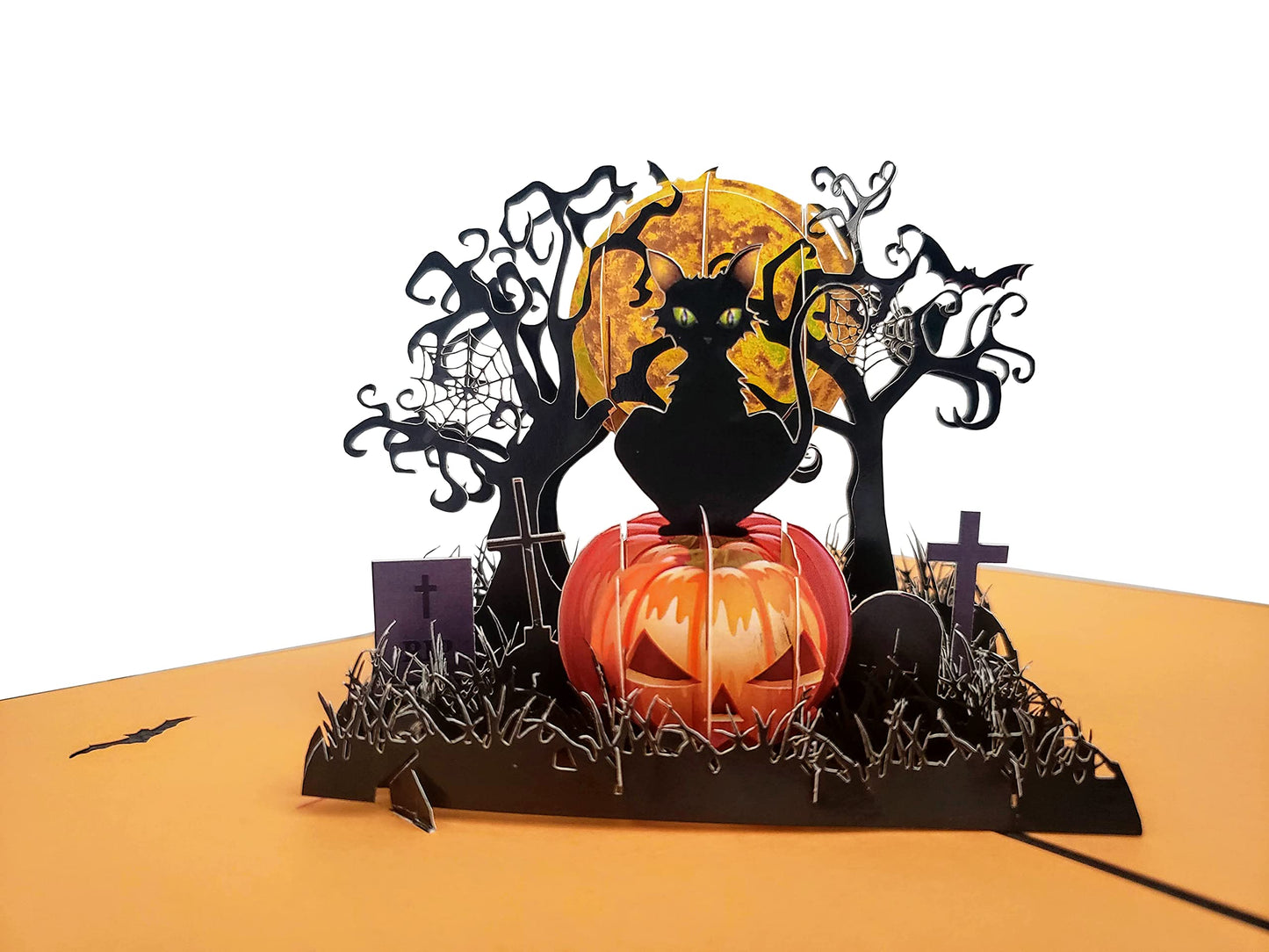 iGifts And Cards Halloween Black Cat 3D Pop-Up Card Haunted Nights 5"x7"