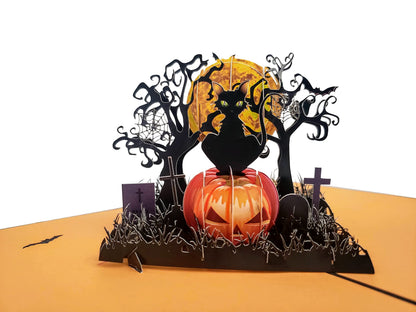 iGifts And Cards Halloween Black Cat 3D Pop-Up Card Haunted Nights 5"x7"