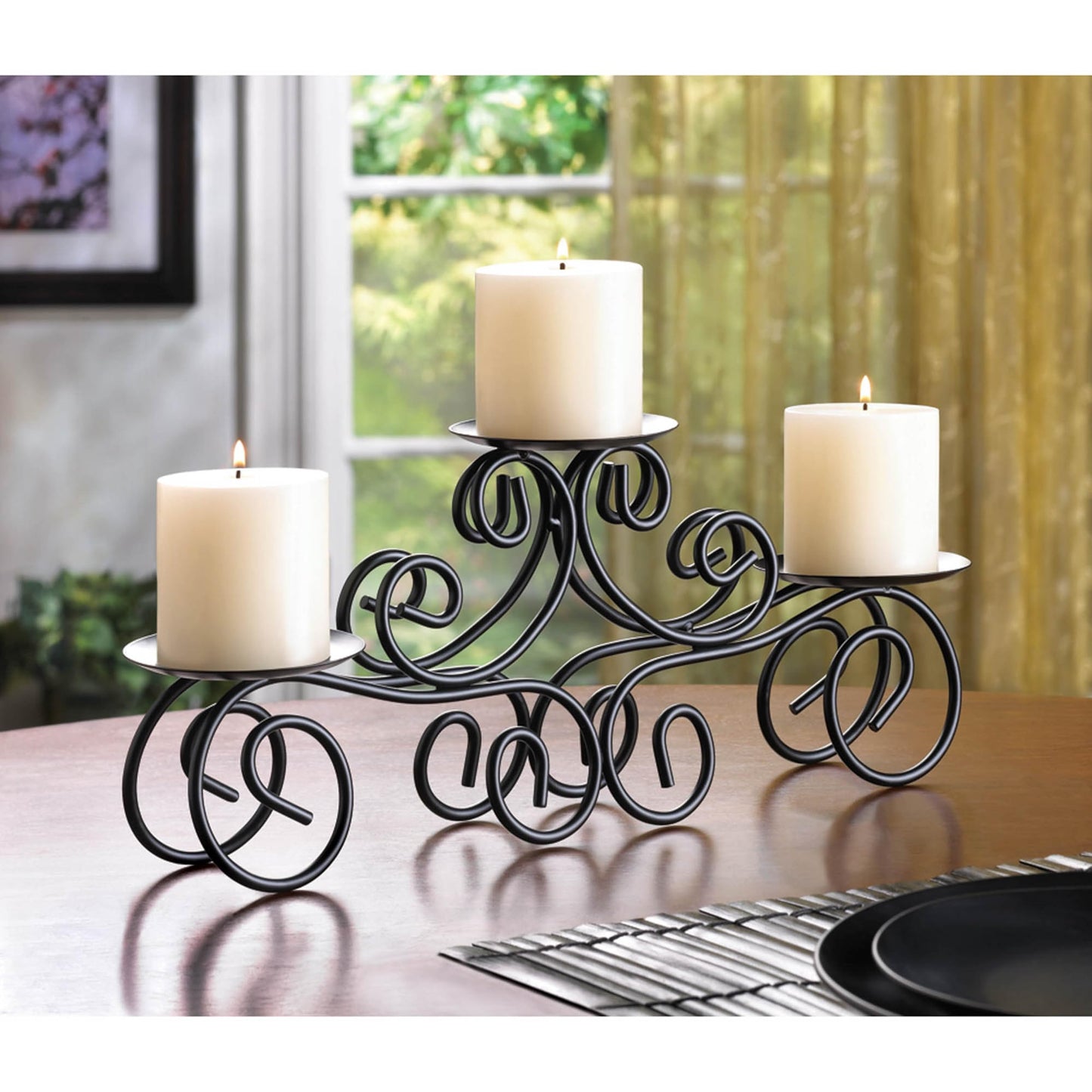 Zingz & Thingz Romantic Collection Candelabra Centerpiece Candle Holder, 17x4x7.75, Tuscan