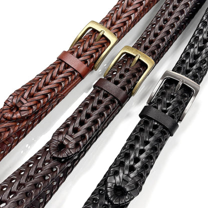 Belts.com Braided Belt Genuine Leather Woven Casual Dress Belt 1-3/8"(35mm) Wide (Tan, -36)