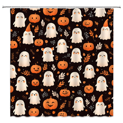 ASVEAS Halloween Ghost Cute Pumpkin Shower Curtain for Bathroom, 70x70 Inch