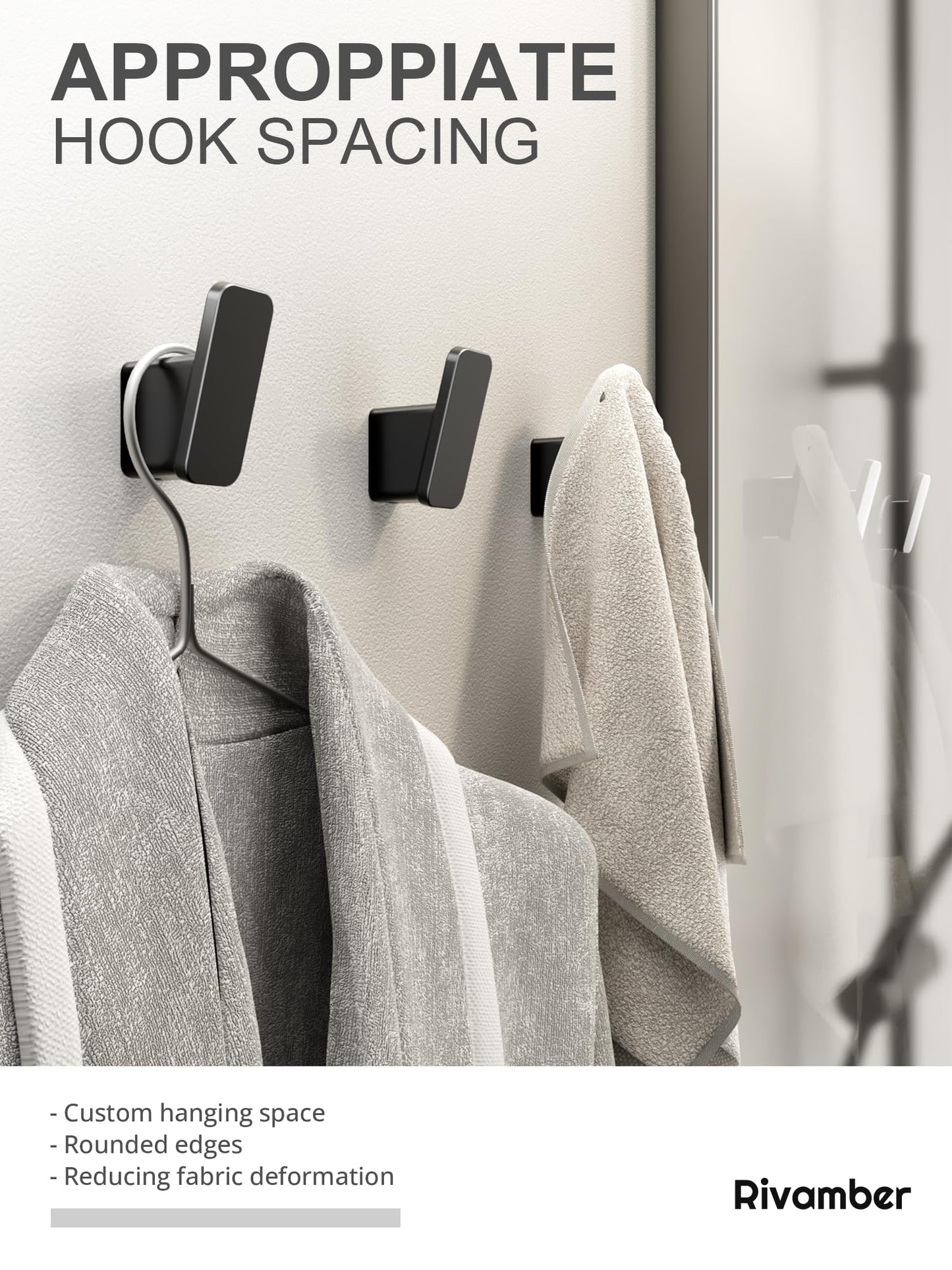 4-Pack Matte Black Towel Hook for Bathroom, Robe Coat Hook, Heavy Duty Wall Hooks for Hanging Bag Hat Mudroom Bedroom Shower Closet, Drill in Hanger Mount with Screw, Holder Back of Door Outdoor