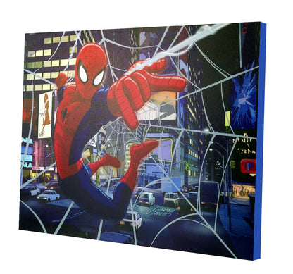 Idea Nuova Spider-Man LED Canvas Wall Art, Children's Home Décor, Bedroom, Spiderman / Blue, 11.50" x 15.75"