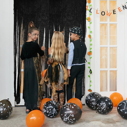 Sfcddtlg 2 Pcs Halloween Black Doorway Curtain- 85 x 59 Inch Extra Large Creepy Door Curtain Decorations- Scary Spooky Cloth for Halloween Party Haunted House Decoration