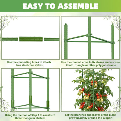 EWPJDK 6-Pack Tomato Cage for Garden Plant Support 48 INCH Garden Stakes Adjustable Tomato Cage for Climbing Plants Pots Vegetables Flowers Fruits (6, 48 Inches)