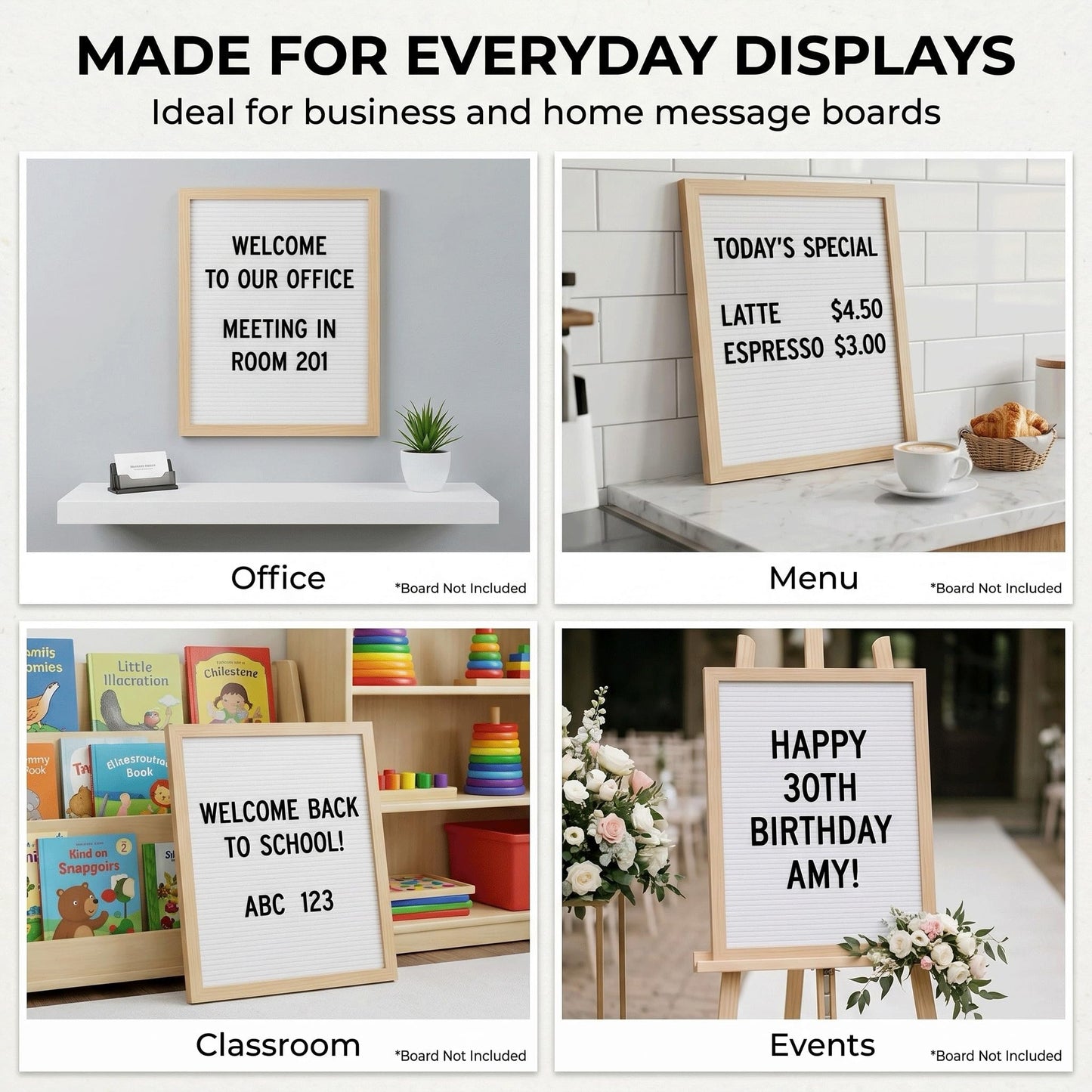 1 Inch Tall Plastic Letter Board Letters Only, 312 PCS Black Precut Replacement Letters and Numbers for Felt Letter Boards, Message Boards and Directory Boards, No Board Included