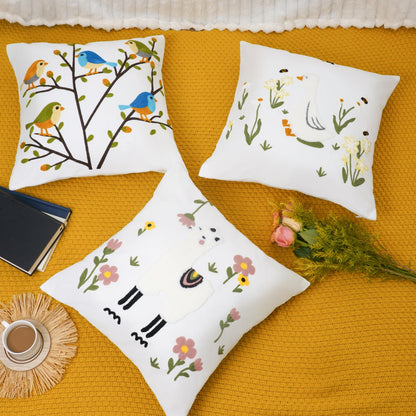 Puresora Embroidery Throw Pillow Covers 18x18-1 Pcs, Decorative Pillow Cases Soft Cushion Case Pillowcase for Chair Sofa Bedroom Living Room Home Decor, Goose