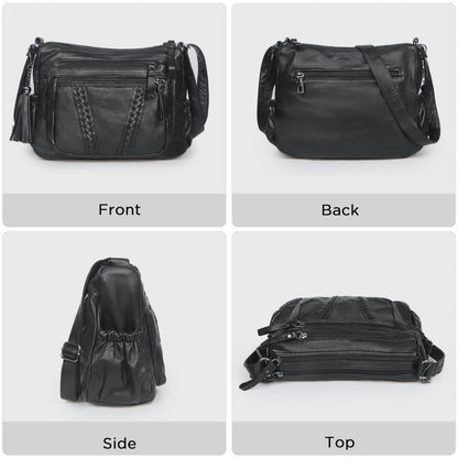 VOLGANIK ROCK Crossbody Bag for Women with Tassel Ladies Soft PU leather Purses and Handbag Pocketbooks
