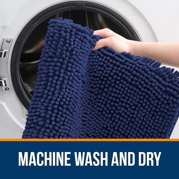 OLANLY Large Bathroom Rugs 70x46, Soft Absorbent Chenille Bath Rugs, Rubber Backing Quick Dry, Machine Washable Bath Mats for Bathroom Floor, Tub and Shower, Home Decor Accessories, Twilight Sapphire