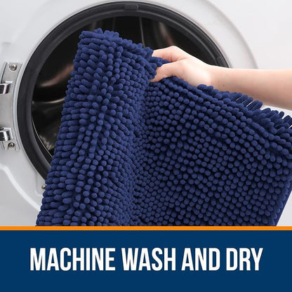 OLANLY Bathroom Rugs 35x24, Extra Soft Absorbent Chenille Bath Rugs, Rubber Backing Quick Dry, Machine Washable Bath Mats for Bathroom Floor, Tub and Shower, Home Decor Accessories, Twilight Sapphire