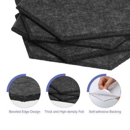 PATIKIL Felt Bulletin Board, 12"x10", 6 Packs Self Adhesive Hexagon Felt Tiles for Sound Proofing Wall Panels for Home Office Recording Studio,Game Room, Black