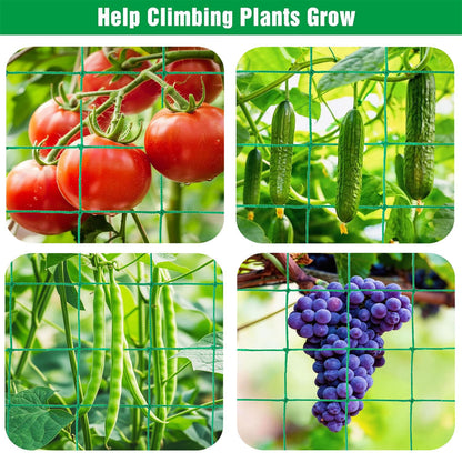 Trellis Netting for Climbing Plants, 6.6x32.8 FT Heavy Duty Garden Trellis Net with 27 Strands Nylon for Cucumber, Grape, Vine, Vegetables, Flowers, Bean, Tomato Grow Trellis Net (Green, 1 Pack)