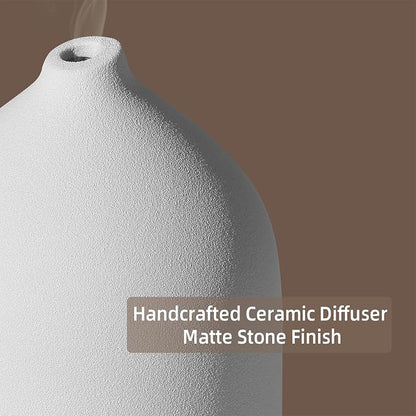 Gooamp 200ML Ceramic Essential Oil Diffuser (2 Pack) - Ultrasonic Aromatherapy & Humidifier with 7-Color LED Lights, Auto Shut-Off, Wood Grain Base, 1H/3H/6H Timer | Scent for Home, Office, Yoga