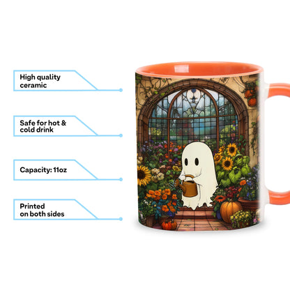 Hyturtle Cute Ghost Plant Mug Gifts For Plant Lovers on Birthday Halloween