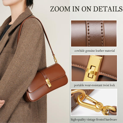 SYMENGR Genuine Leather Evening Bag for Women Elegant Shoulder Bags Crossbody Bag(coffee)