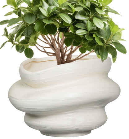 Teagas Ceramic Plant Pots Bonsai 10.6 Inch - Flower Pots for Indoor Plants, Large Plant Pots with Drainage Hole, Decorative Planter Outdoor Flower Pot for Office, Gift for Men Women, White