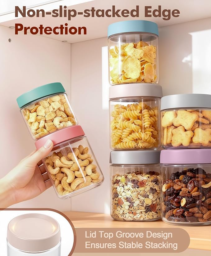 6 pack 16 oz Overnight Oats Containers with Lids and Spoons Glass Jars with Airtight Lids: Wide Mouth Mason Salad Jars, Leakproof and Reusable Glass Food Storage Container for Yogurt Snacks Spice