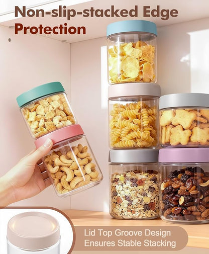 6 pack 16 oz Overnight Oats Containers with Lids and Spoons Glass Jars with Airtight Lids: Wide Mouth Mason Salad Jars, Leakproof and Reusable Glass Food Storage Container for Yogurt Snacks Spice
