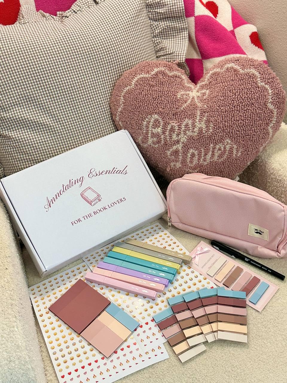 Mr. Pen- Annotation Essentials Kit for Book Lovers, Aesthetic Highlighters, Transparent Sticky Notes, Annotation Key Bookmark, Stickers & Pencil Pouch. Mother's Day