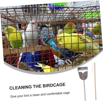 DOITOOL 2pcs Pet Bird Cage Cleaning Tools Set Brush Scraper for Parrots and Birds Essential Supplies for Healthy and Space