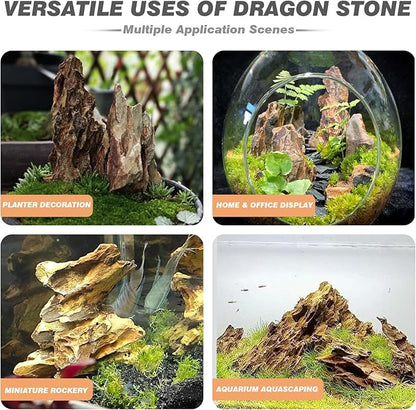 Unocho Aquarium Rocks Natural Dragon Stone Seiryu Rocks 20lb Fish Tank Rocks for Aquariums Landscaping Model Tank Decoration Paludarium Amphibian Enclosures(2-8 inches)