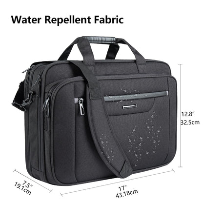 VANKEAN Laptop Briefcase Premium Laptop Case Fits Up to 17.3 Inch Business Shoulder Bag Laptop Expandable Water-Repellent Messenger Bag for Men/Women Computer Bag for Travel/Business/Black-Grey