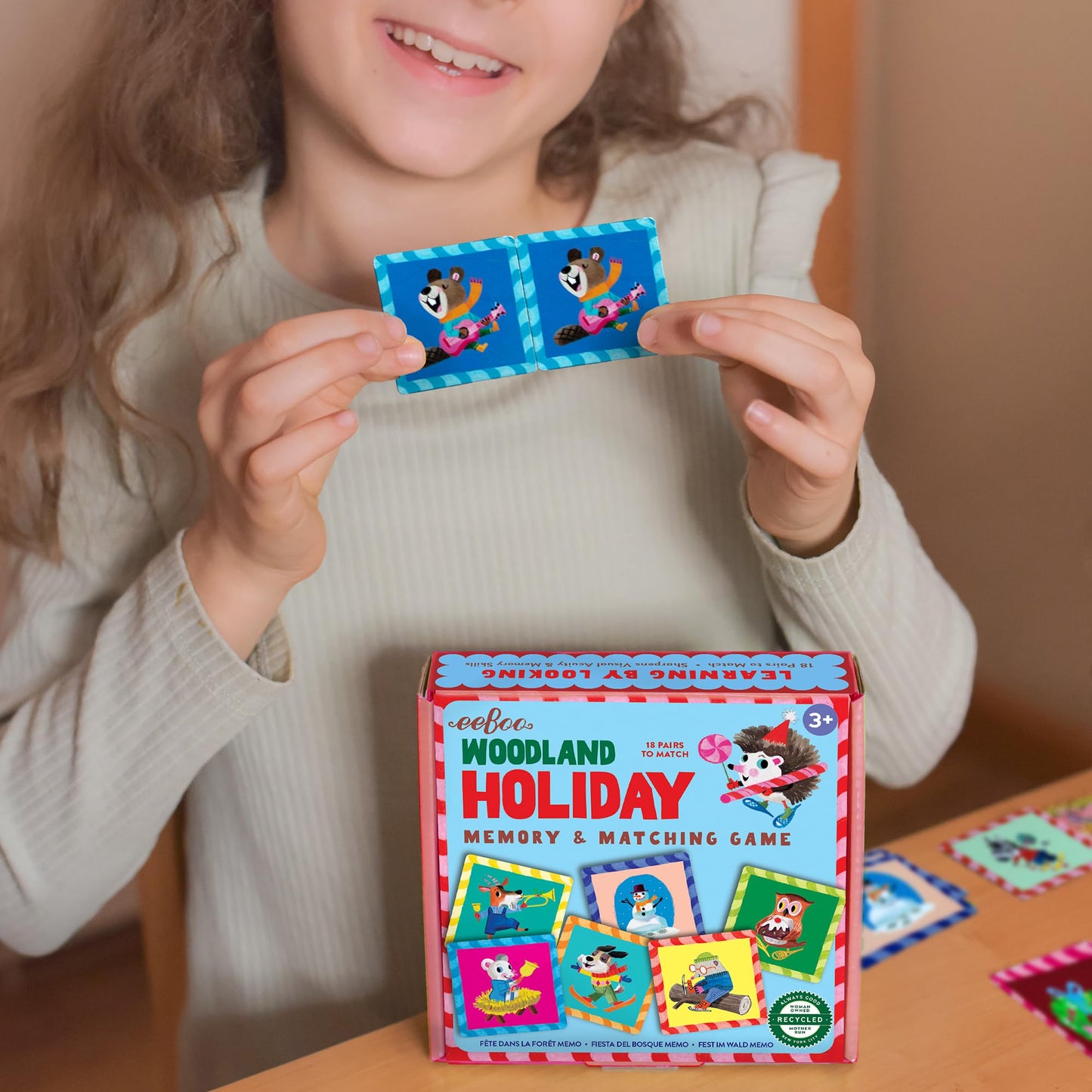 eeBoo: Memory & Matching Game- Woodland Holiday - 18 Themed Matching Pairs, Educational Preschool Game, Kids Ages 3+, 1-4 Players