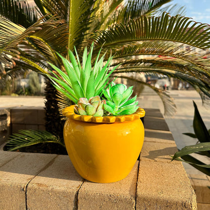 Lovely Ran African Violet Flower Pot Self Watering Plant African Violet Planter Pot Yellow Ceramic Pot Maintenance Plant Seeder Planting 6.5 * 4.6 Inch High Absorption Plant Inner Flower Pot