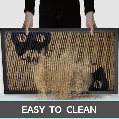 Black Cat Door Mat, High Stretch Elastic Silk Doormat, Non-Slip Rubber Funny Welcome Front Doormat Outside Entrance, Outdoor Door Mat for Patio, Quick-Dry & Heavy-Duty, 17" x 30"
