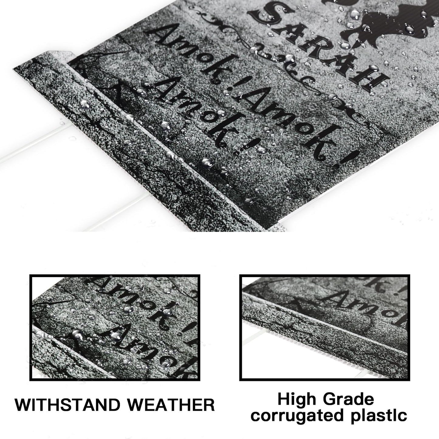 Halloween Decorations Outdoor Graveyard Tombstones:4 Pack Large Hocus-Pocus Yard Signs with Stakes, Outside Graveyard Decor Spooky RIP Headstones, Stone Texture Cemetery Props for Lawn Haunted House