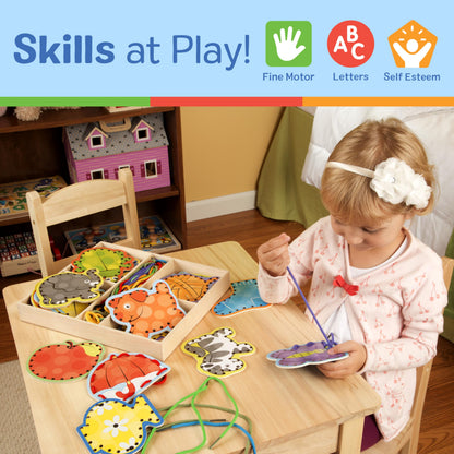 Melissa & Doug Alphabet Wooden Lacing Cards With Double-Sided Panels and Matching Laces