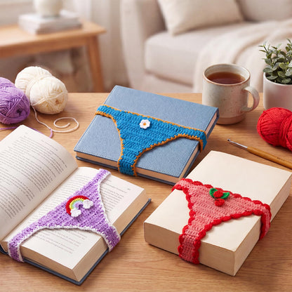 Colarr 3 Pack Bikini Crochet Bookmarks for B5 Books Handmade Mini Swimwear Book Page Holders Cute Reading Accessories Gift for Women Book Lovers Students Readers