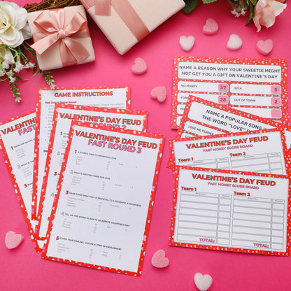Syhood Valentine's Day Friendly Feud Game with 2 Answer Buzzers, Galentines Family Trivia Quiz Game Night, Fun Party Activities for Adults, Office, Classroom, Large Group and Team Building