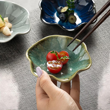 Koyzsen 2Pcs Ceramic Jewelry Dish - Lotus Leaf Shape, for Ring Holder Necklace Small Key, Suitable for Mother Friend Sister, Gifts for Women, Cute Plate Trinket Tray, Home Decor (Emerald Green-2PCS)