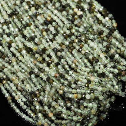 Song Xi 180pcs 2mm Natural Prehnite Gemstone Beads Faceted Round Loose Stone Beads for Jewelry Making (1 Strand)