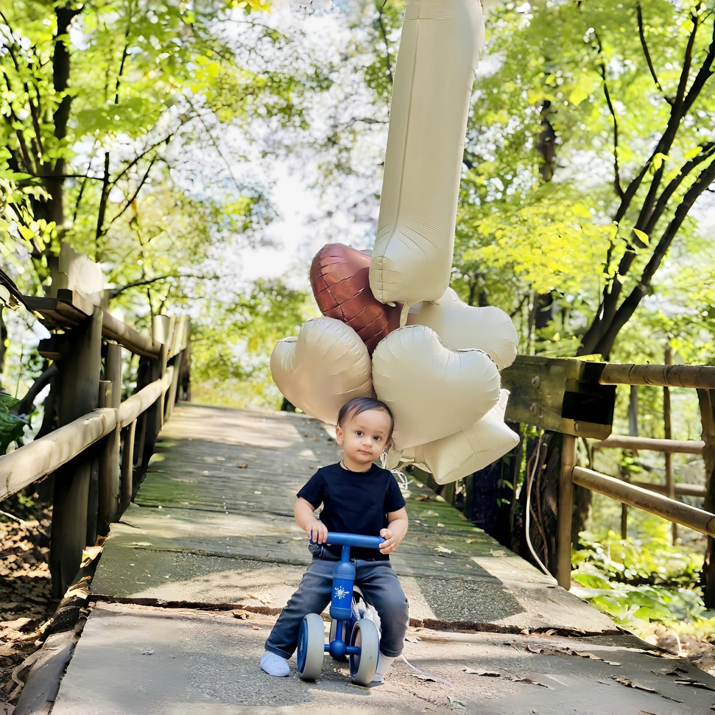 40 Inch Number 1 Balloon Decor, Cream Brown Foil Neutral Heart 1 Balloons with Taupe Star Helium Balloon for Girls Boys 1st Birthday Anniversary Baby Shower Party Boho Decoration Supplies