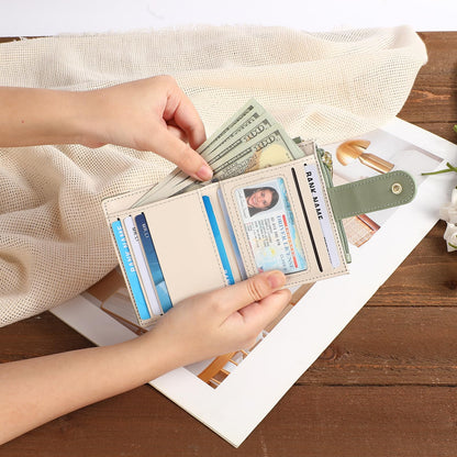 GAEKEAO Small Wallet for Women RFID Blocking Bifold Card Holder Vegan Leather with Zipper Coin Pocket, ID Window, Keychain