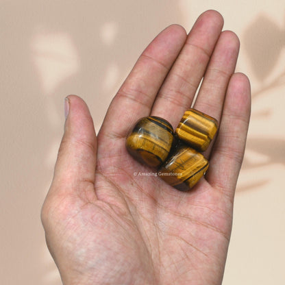 Amazing Gemstone Tiger Eye Crystals and Healing Stones Tumbled - 1 Oz Tiger Eye Stone Gem Stones, Natural Healing Stones for Energy Balance, Stress Relief - Polished Gems Rocks