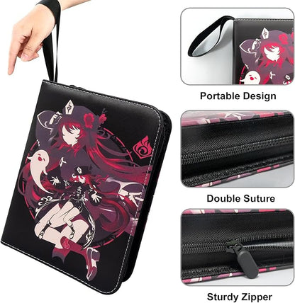 Card Binder for Cards,4 Pocket with 50 Sleeves up to 400 Cards,Waterproof Card Storage Bag with Removable Sleeves for Games and TCG Cards