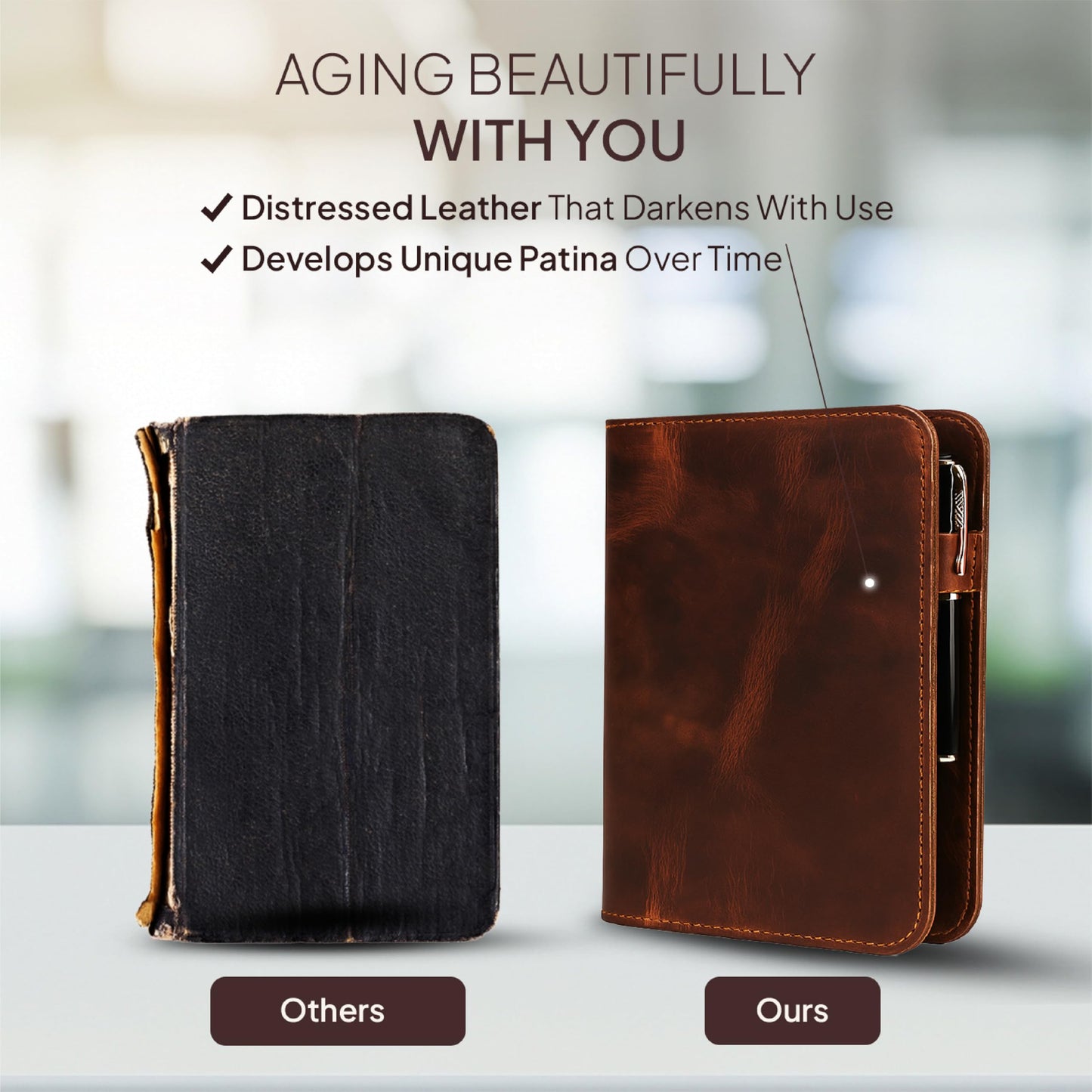 TheAntiq A5 Leather Journal 5.75x8.25 inch - Refillable Journal Cover for Large Moleskine, Leather Handmade Notebook A5 Cover Large Leather Journal for Professionals