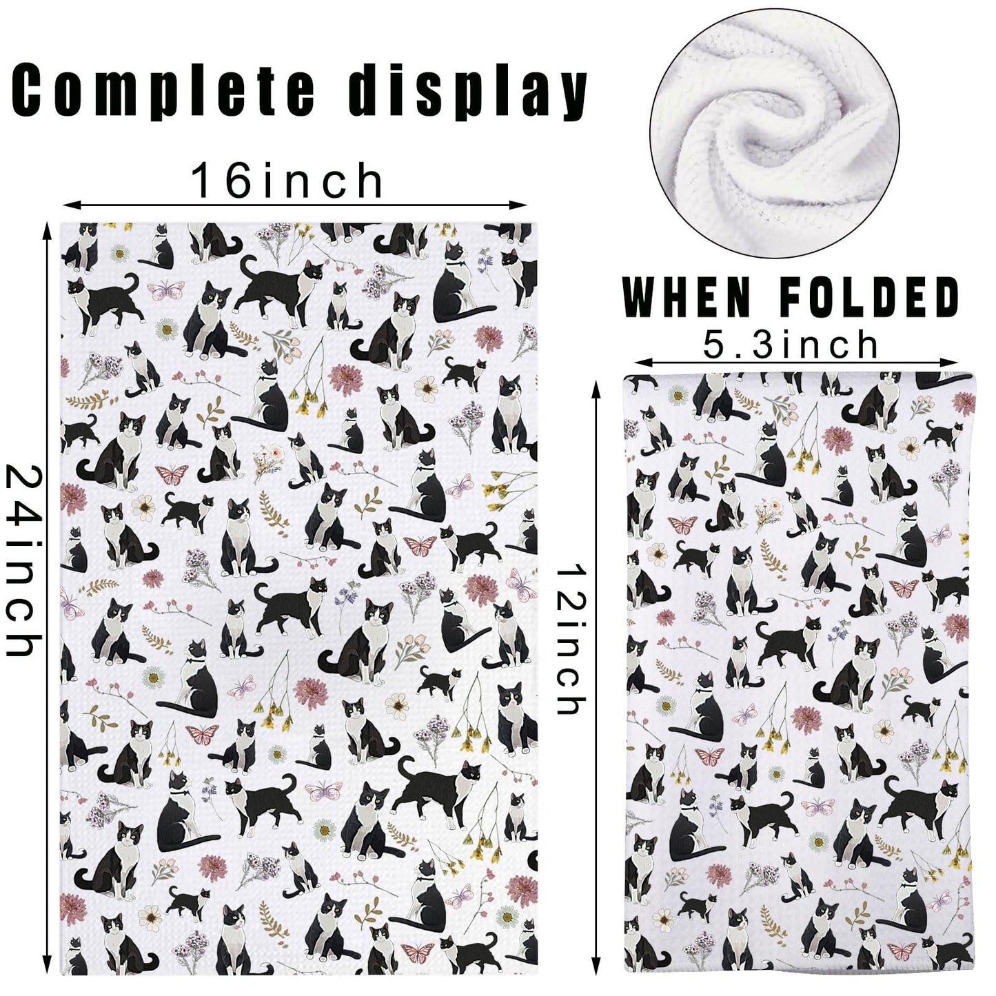 G2TUP Tuxedo Cat Kitchen Towels Tuxedo Cat Gift Tuxedo Cat Dish Towel Tuxedo Cat Owner Gifts Black and White Cat Towel (Tuxedo Cat kt)